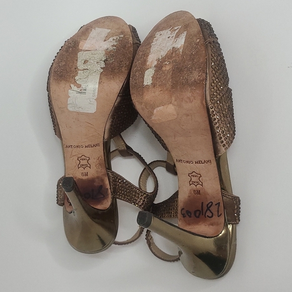 Antonio Melani Bronze Rhinestones Embellished Strappy High Heels 6.5 - Picture 4 of 9